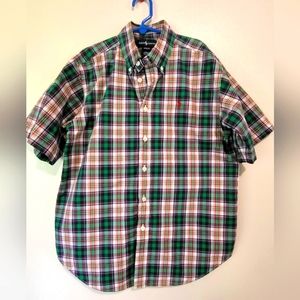 Ralph Lauren POLO boys M(12/14) green/red  button-down